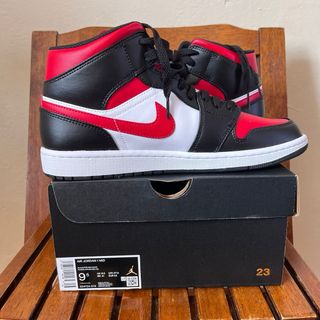 Jordan 1 Mid Zapatillas Negras Rojas Blancas