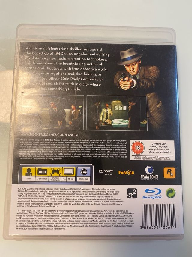 Juego PS3 L.A. Noire Rockstar Games