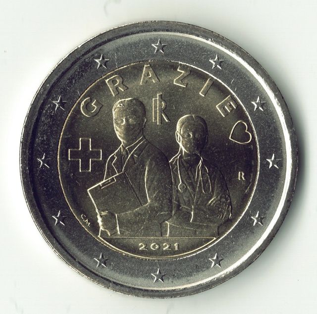 moeda de 2 euros Itália 2021 UNC. obrigado