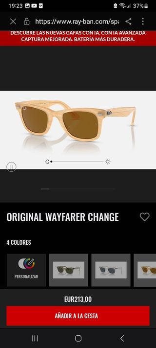 Gafas Ray-Ban Wayfarer Change Beige/Marrón