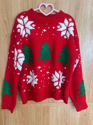 Jersey Navideño Rojo Árboles 3D