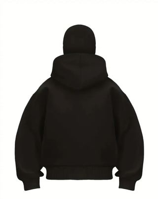 Hoodie Techwear Preta com Capuz e Zíper