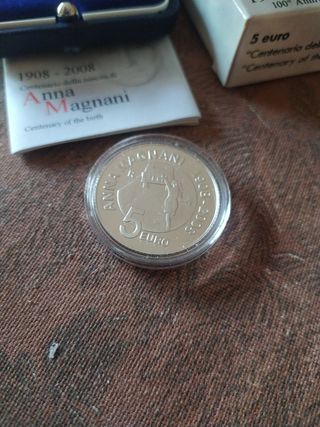 Moneda 5 Euros Italia Anna Magnani 1908-2008