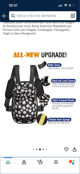 Marsupio porta cane nuovo con etichetta