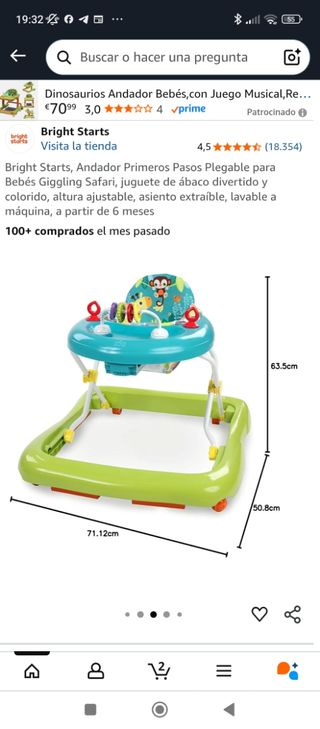 Andador para bebé Bright Starts Giggling Safari