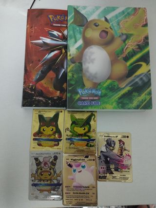 Cartas Pokémon Metálicas y 2 Álbumes