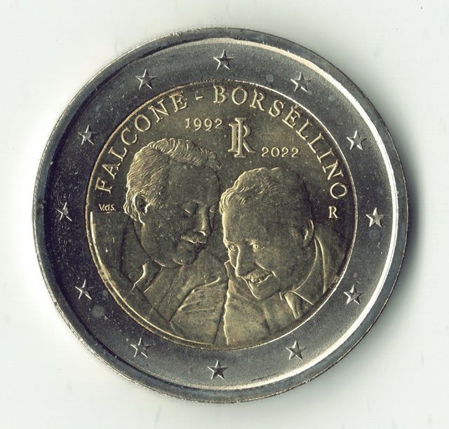 2 Euro Itália 2022 UNC Moeda Falcone e Borsellino