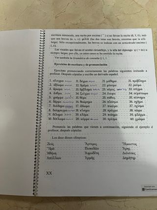 Cuadernillo griego con gramática y actividades