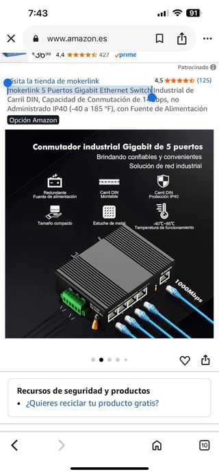 MokerLink Switch Ethernet Gigabit 5 Puertos
