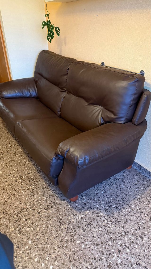 Sofá de piel marrón 2 plazas