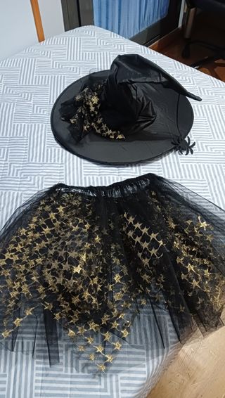 Disfraz Bruja Negro y Dorado Talla Única