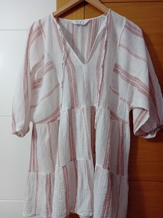 Blusa blanca y rosa talla M