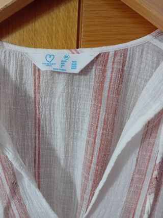 Blusa blanca y rosa talla M