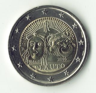 Moneda 2 Euros Italia 2016. UNC. Plauto