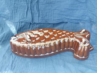 Cazuela pez vintage cerámica marrón