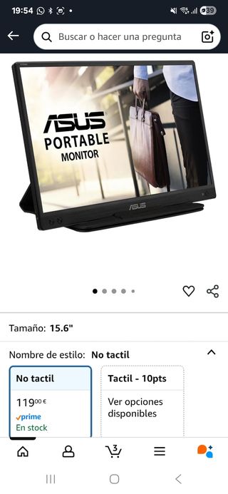 Monitor Portátil ASUS 15.6 Negro