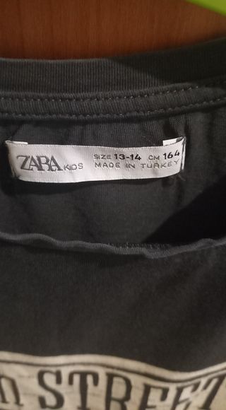 Camiseta Zara manga larga chico gris Talla 13-14añ