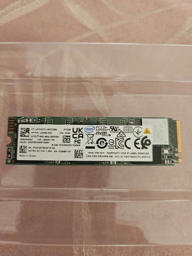 SSD M.2 NVMe 512GB Intel