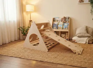 Cubo de Escalada y Rampa 2 en 1 Rocodromo/Tobogán