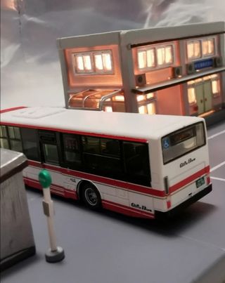 Maqueta N Diorama Estación con Autobús luz tren el