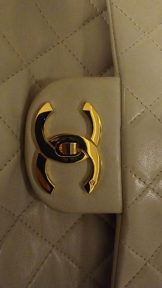 Borsa Chanel Vintage Beige Oro