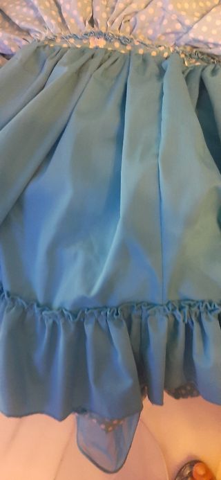 Traje de flamenca niña azul y blanco
