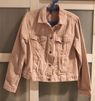 Chaqueta tejana rosa pálido