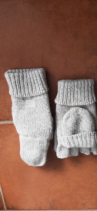 Manoplas Guantes Tejidos Gris