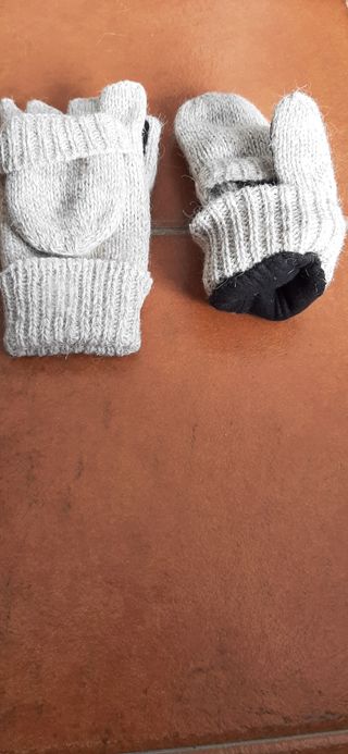 Manoplas Guantes Tejidos Gris