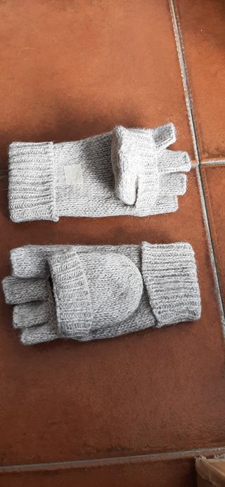Manoplas Guantes Tejidos Gris