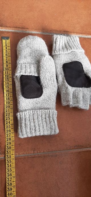 Manoplas Guantes Tejidos Gris