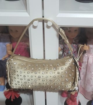 Bolso Mango dorado con pedrería