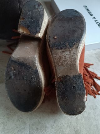 Esparteñas Bimba y Lola Cuña Flecos Marrones