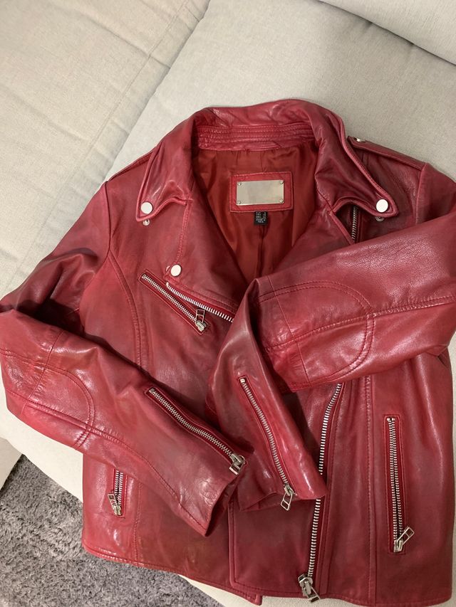 Chaqueta Piel Roja Mango Talla S