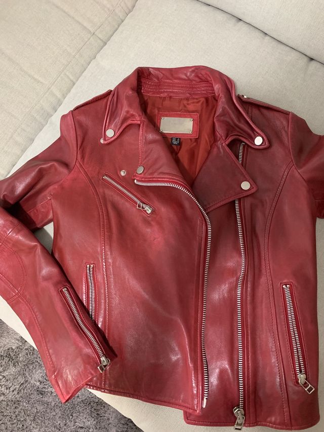 Chaqueta Piel Roja Mango Talla S