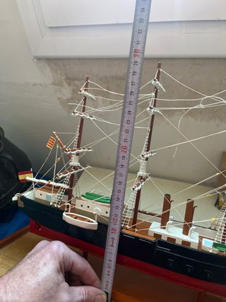 Maqueta Barco Vela Hecha a Mano con soporte