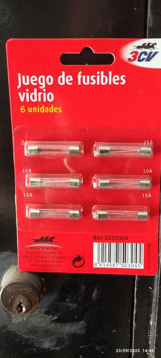 Juego 6 Fusibles Vidrio3CV
Hasta fin de existencia