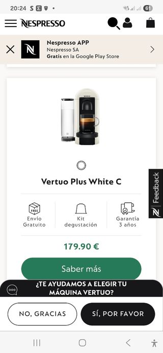Cafetera Nespresso Vertuo Blanca