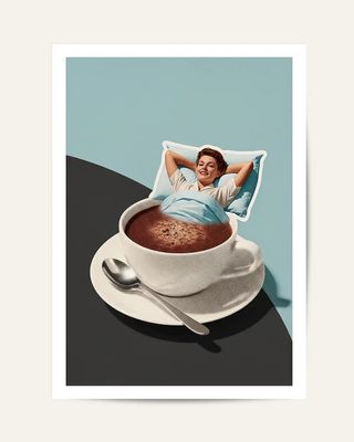 POSTER 1950 RELAXING CUP OF CAFE CON LECHE VINTAGE