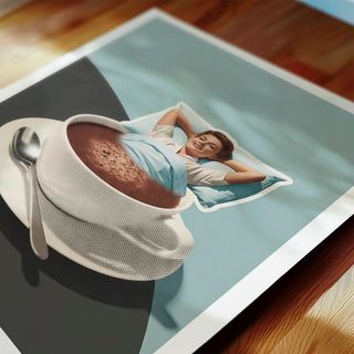 POSTER 1950 RELAXING CUP OF CAFE CON LECHE VINTAGE