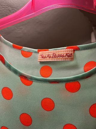 Top Traka Barraka lunares naranja y verde