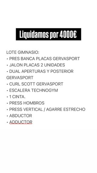 Lote Máquinas Gimnasio Gerva Sport precio 4000€