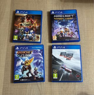  4 Juegos PS4: Sonic, Minecraft, Ratchet, Need