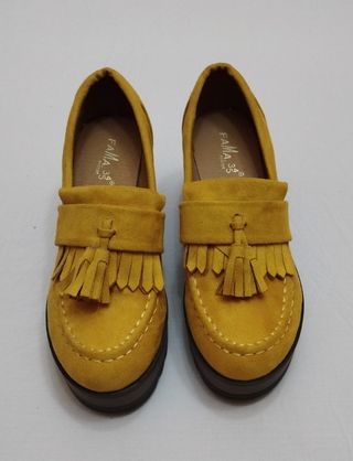 Mocasines plataforma flecos mujer T.37