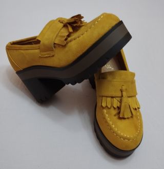 Mocasines plataforma flecos mujer T.37