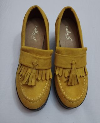 Mocasines plataforma flecos mujer T.37