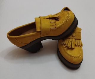 Mocasines plataforma flecos mujer T.37