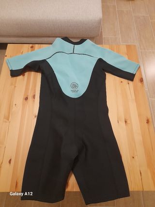 Traje neopreno corto mujer negro/turquesa 