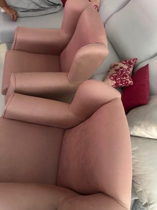 2 Sillones Individuales Rosa. Piel, Ante.