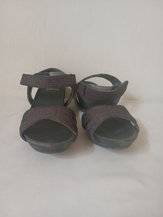 Sandalias Camper Brillantes Negro/Plata